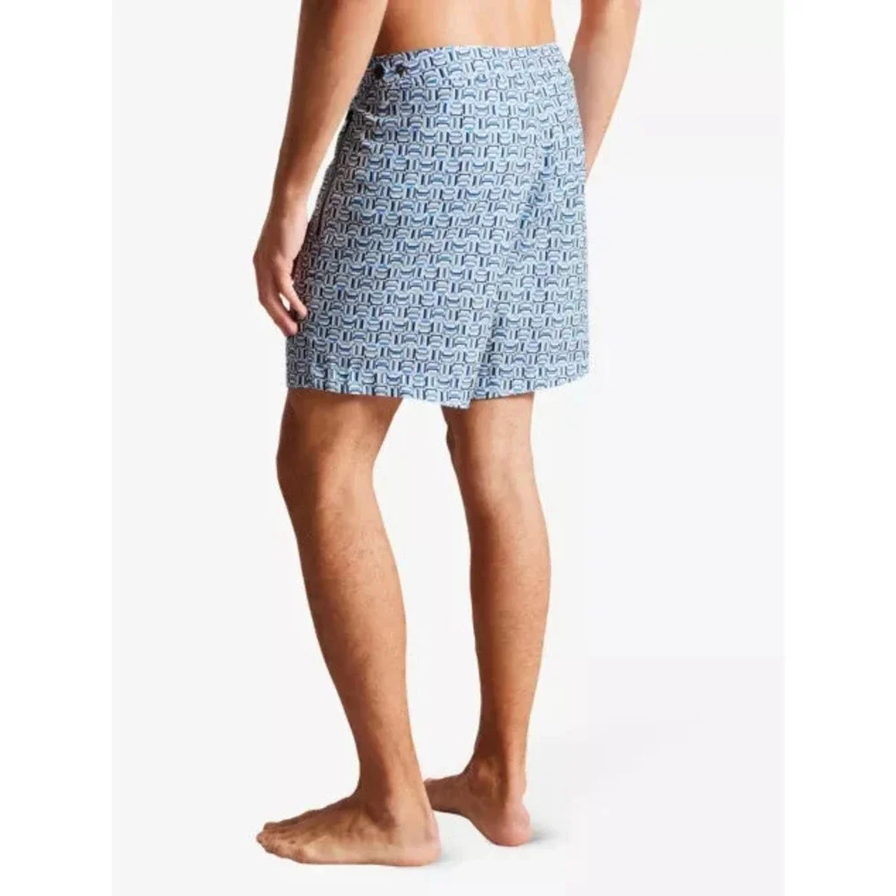 Ted Baker Crabbe Trunks Shorts Men's 2XL Blue Gemoatric Print Swimwear SGN1656